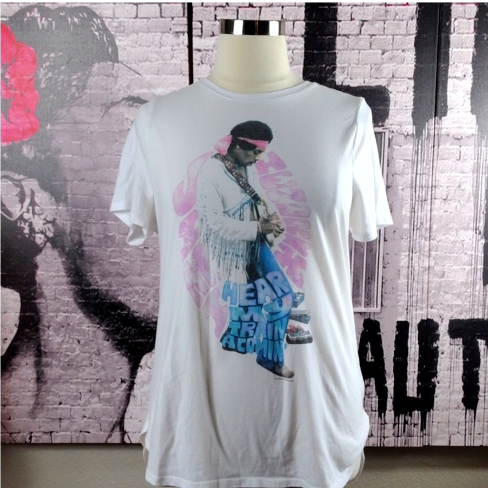 ❤️6 items for $25 sale!!❤️ Lane Bryant Jimi Hendrix Hi-Low Top EUC - Picture 2 of 4
